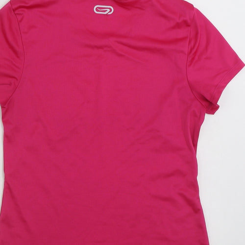 Kalenji Womens Pink  Polyester Jersey T-Shirt Size XS Scoop Neck Pullover