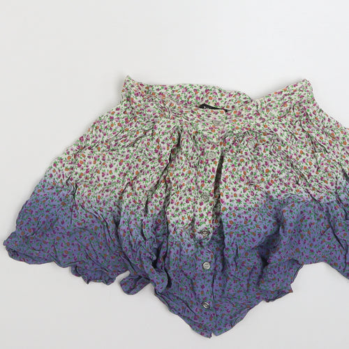 Topshop Womens Multicoloured Floral Viscose Mini Skirt Size 8   Button