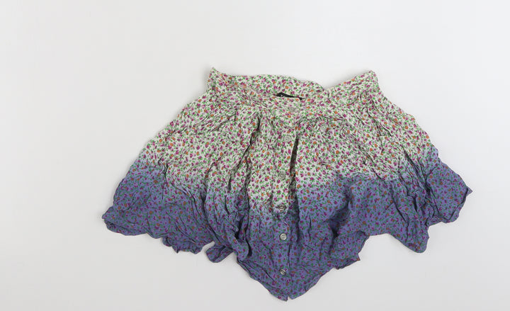 Topshop Womens Multicoloured Floral Viscose Mini Skirt Size 8   Button