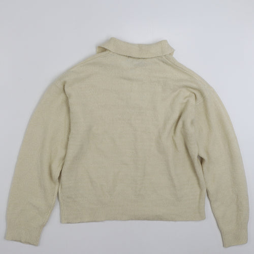 New Look Womens Beige Collared  Acrylic Pullover Jumper Size S