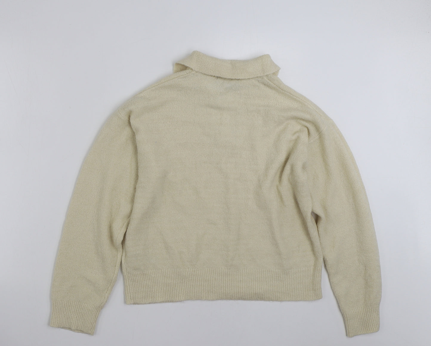New Look Womens Beige Collared  Acrylic Pullover Jumper Size S