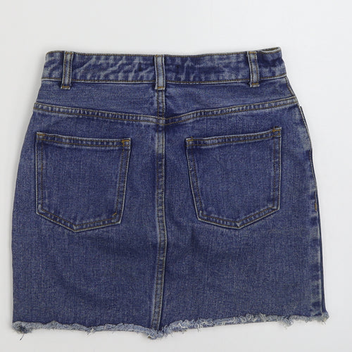 FOREVER 21 Womens Blue  Cotton Mini Skirt Size S   Zip