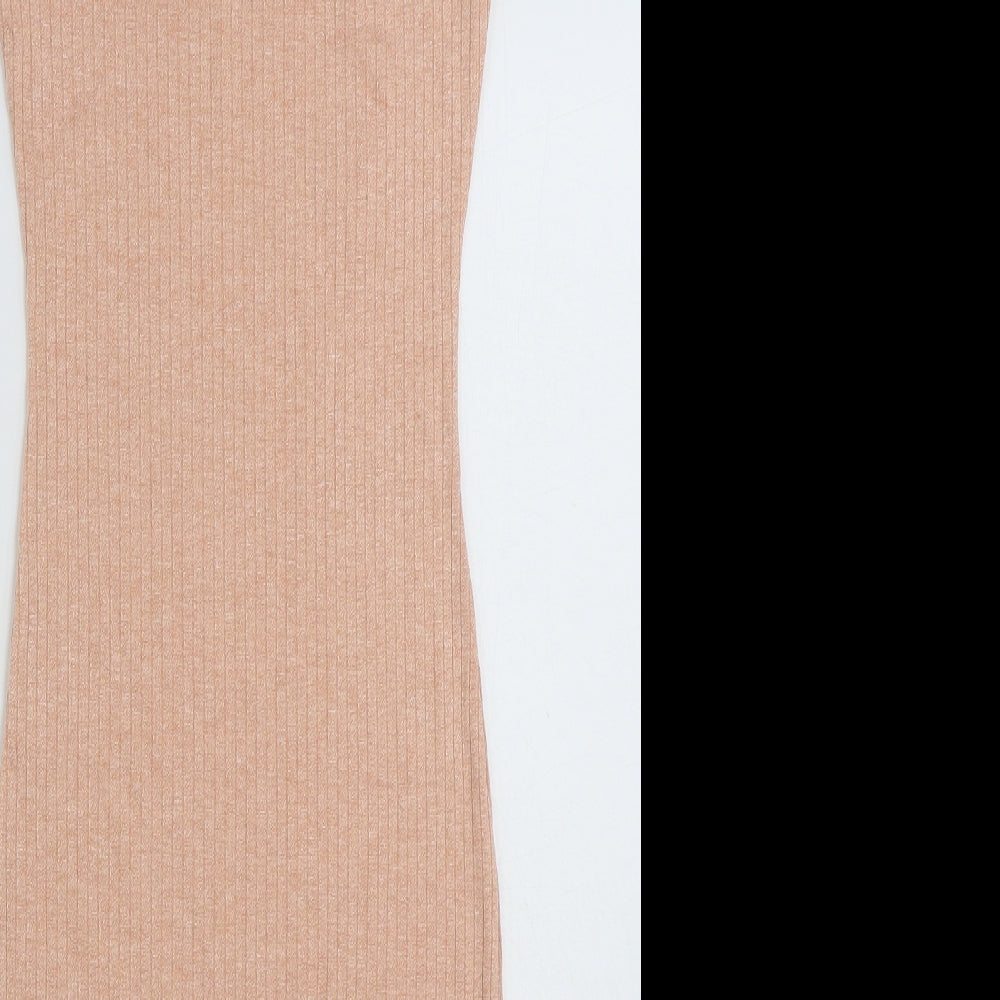 Primark Womens Orange  Polyester Pencil Dress  Size 6  Scoop Neck Pullover