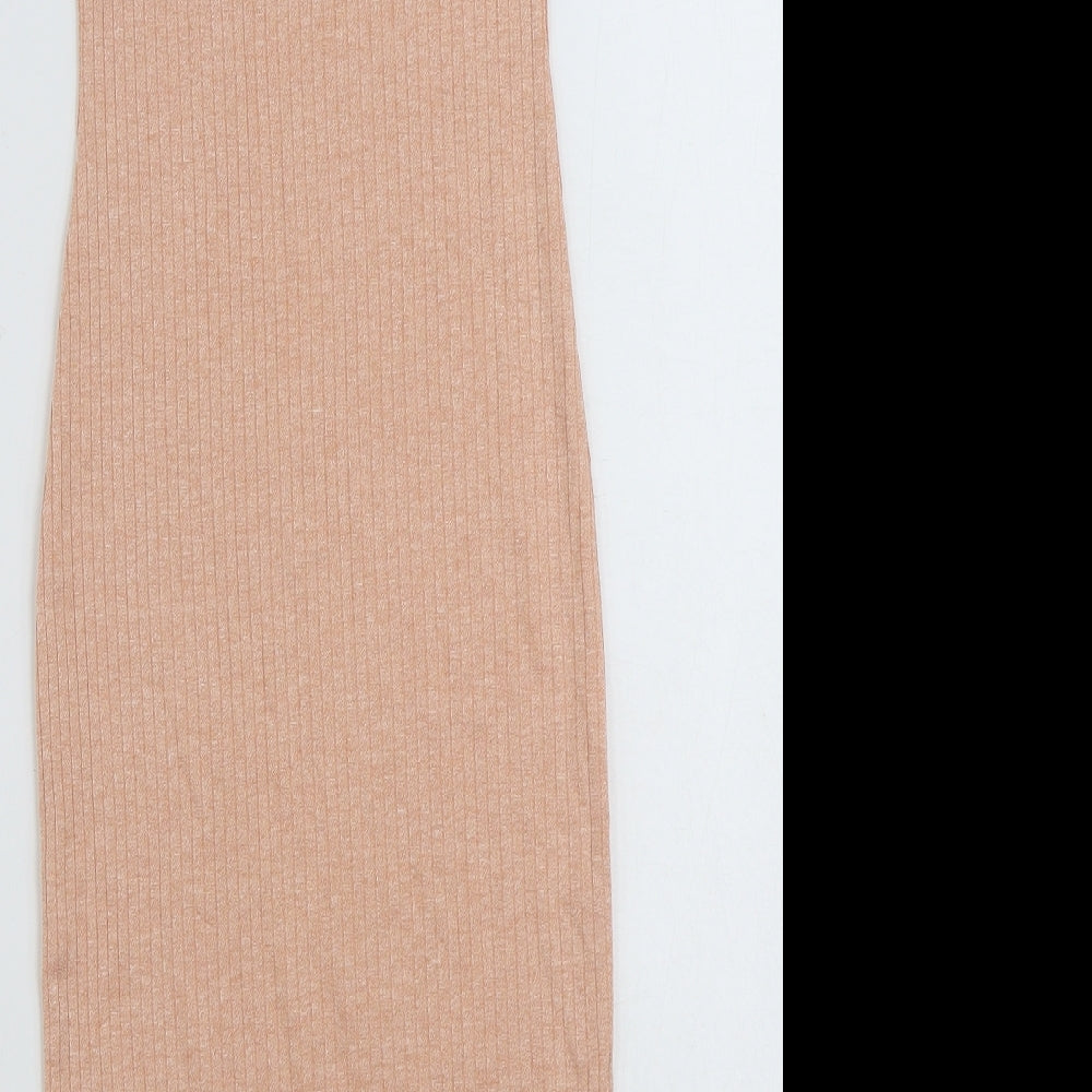 Primark Womens Orange  Polyester Pencil Dress  Size 6  Scoop Neck Pullover