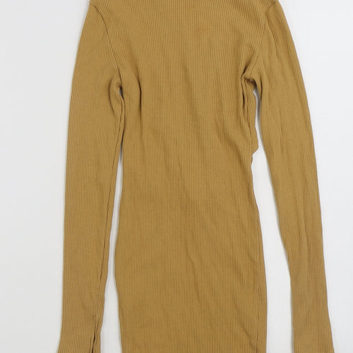 COLLUSION Womens Brown  Cotton Pencil Dress  Size 6  High Neck Pullover