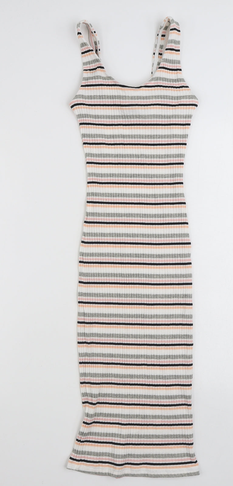 Primark Womens Multicoloured Striped Cotton Tank Dress  Size 6  Scoop Neck Pullover