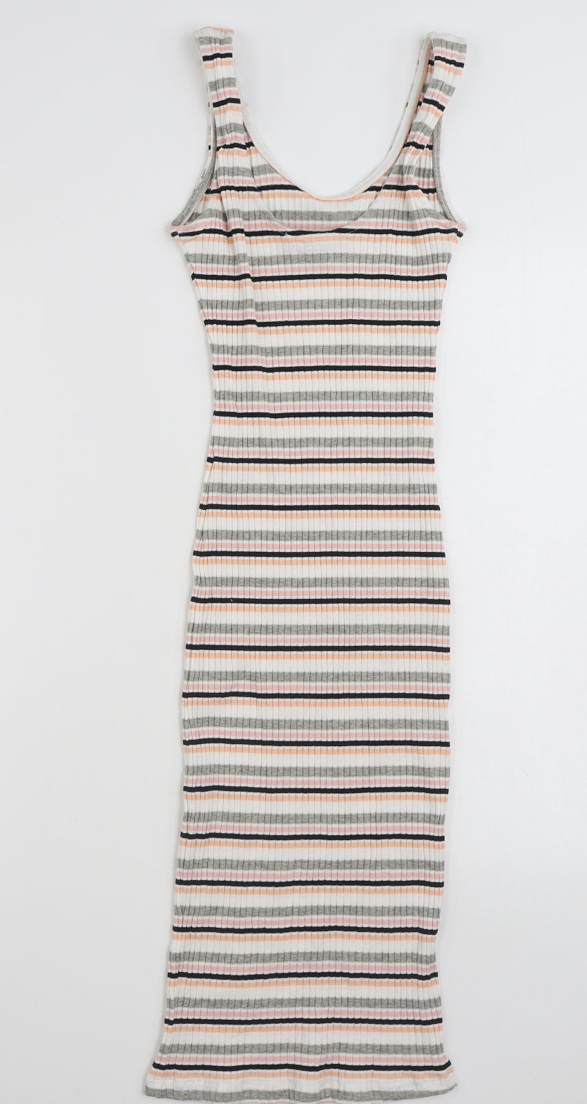 Primark Womens Multicoloured Striped Cotton Tank Dress  Size 6  Scoop Neck Pullover