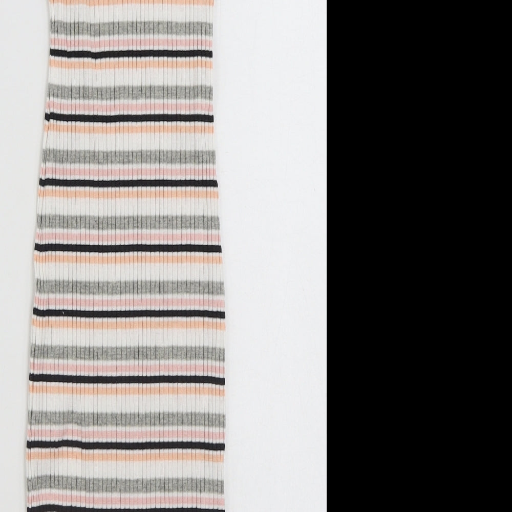 Primark Womens Multicoloured Striped Cotton Tank Dress  Size 6  Scoop Neck Pullover