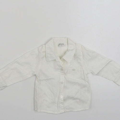 name it Girls White  100% Cotton Basic Button-Up Size 3-6 Months Collared Button - Size 4-6 Months
