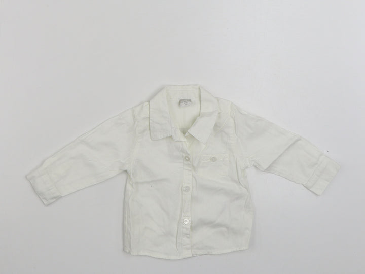 name it Girls White 100% Cotton Basic Button-Up Size 3-6 Months Collared Button - Size 4-6 Months