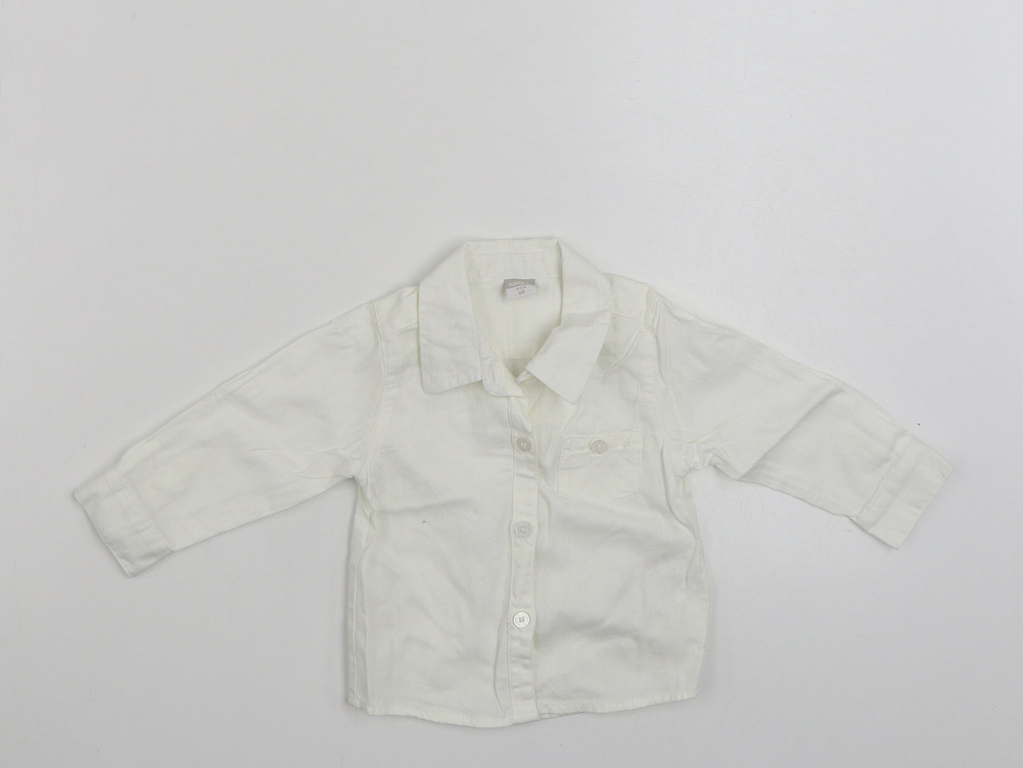 name it Girls White  100% Cotton Basic Button-Up Size 3-6 Months Collared Button - Size 4-6 Months