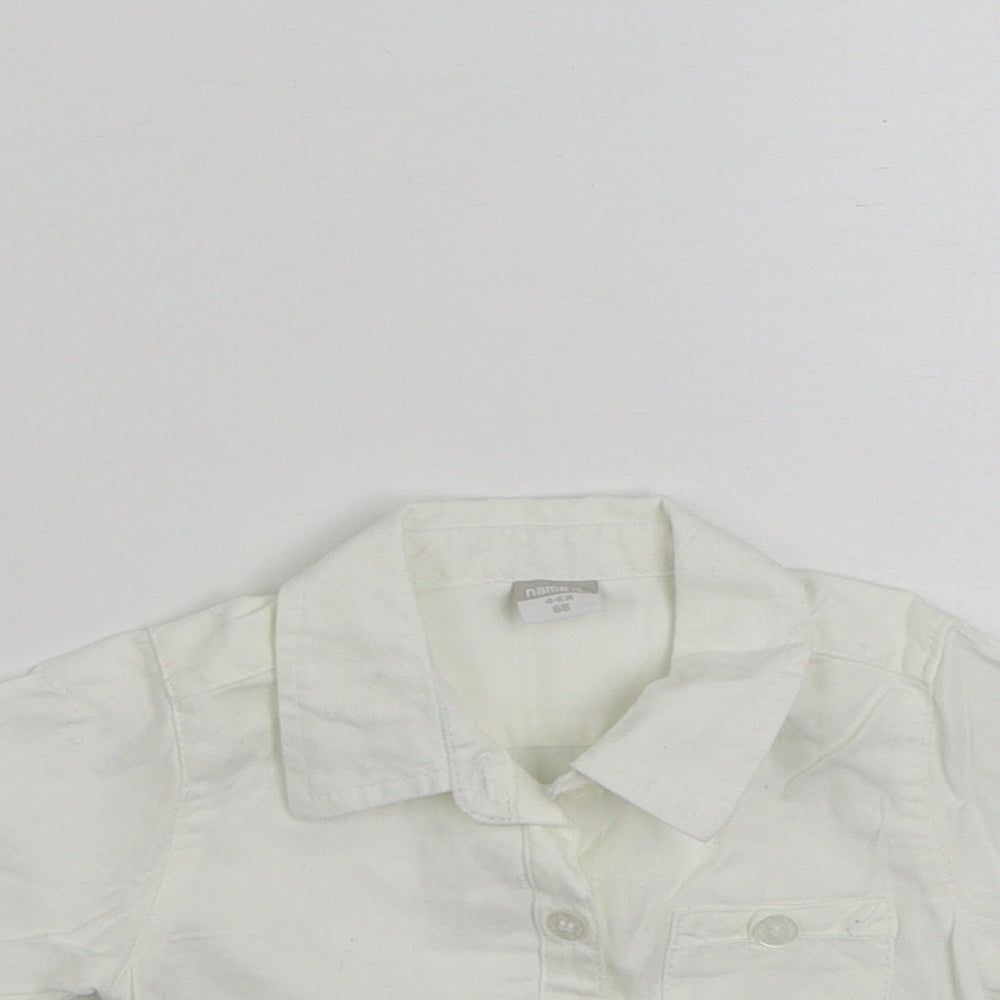 name it Girls White  100% Cotton Basic Button-Up Size 3-6 Months Collared Button - Size 4-6 Months