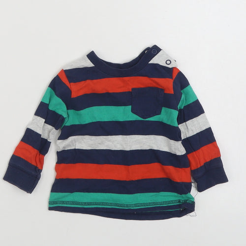 F&F Boys Multicoloured Colourblock 100% Cotton Basic T-Shirt Size 3-6 Months Crew Neck Pullover