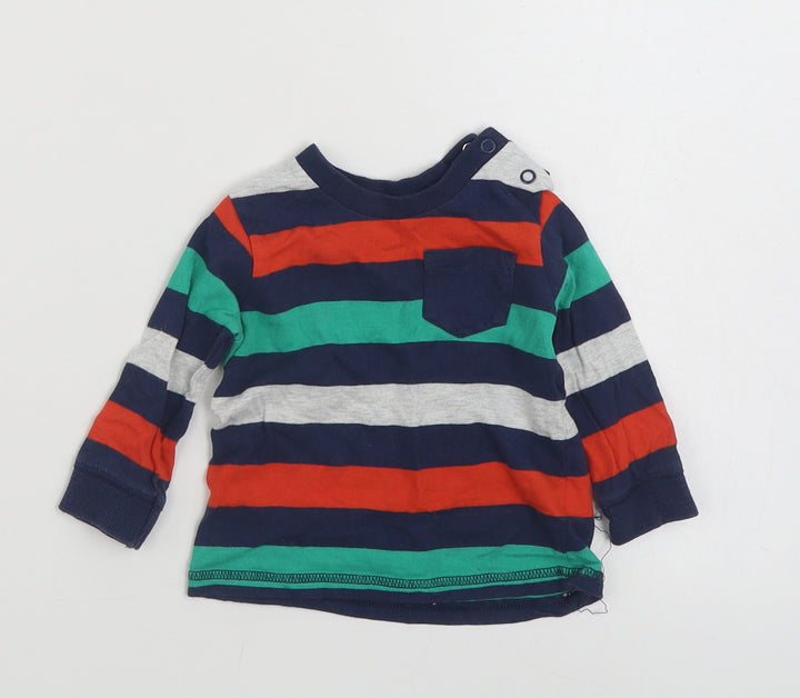 F&F Boys Multicoloured Colourblock 100% Cotton Basic T-Shirt Size 3-6 Months Crew Neck Pullover