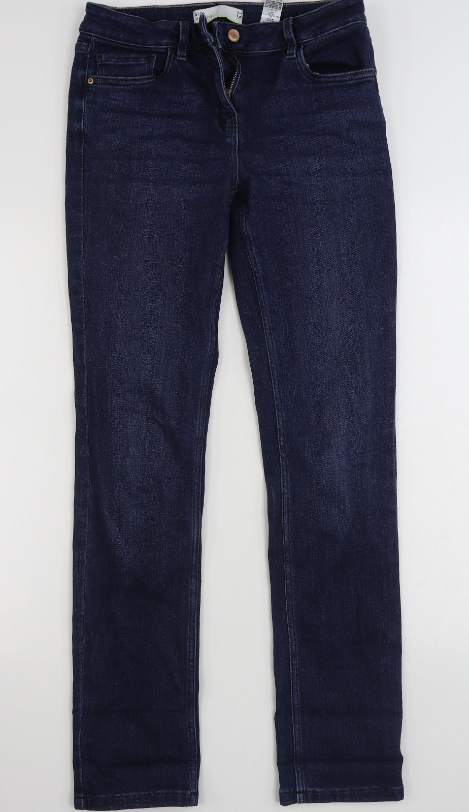 NEXT Womens Blue  Cotton Straight Jeans Size 12 L31 in Slim Zip