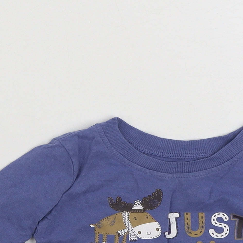 George Boys Blue  100% Cotton Basic T-Shirt Size 3-6 Months Crew Neck Pullover - Just Like My Daddy