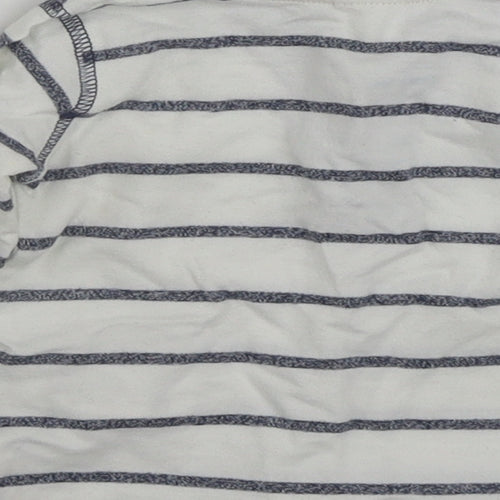 F&F Boys White Striped 100% Cotton Basic T-Shirt Size 3-6 Months Henley Button