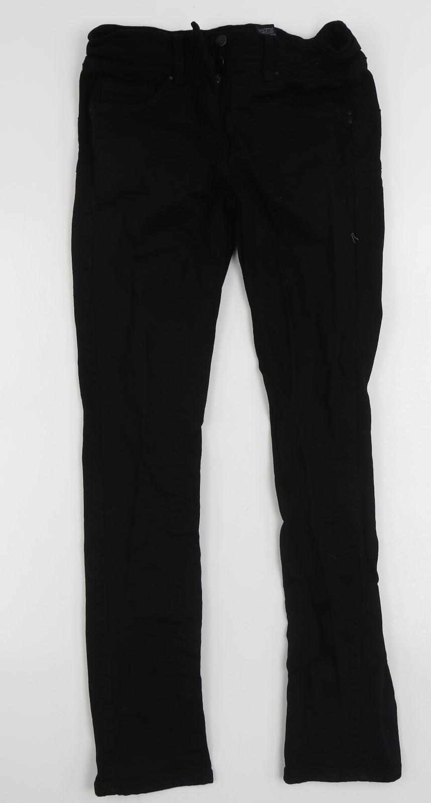 NEXT Womens Black  Cotton Straight Jeans Size 12 L30 in Slim Zip