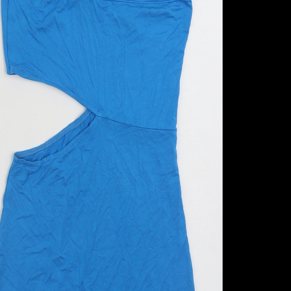 SHEIN  Womens Blue  Viscose T-Shirt Dress  Size 8  V-Neck Pullover
