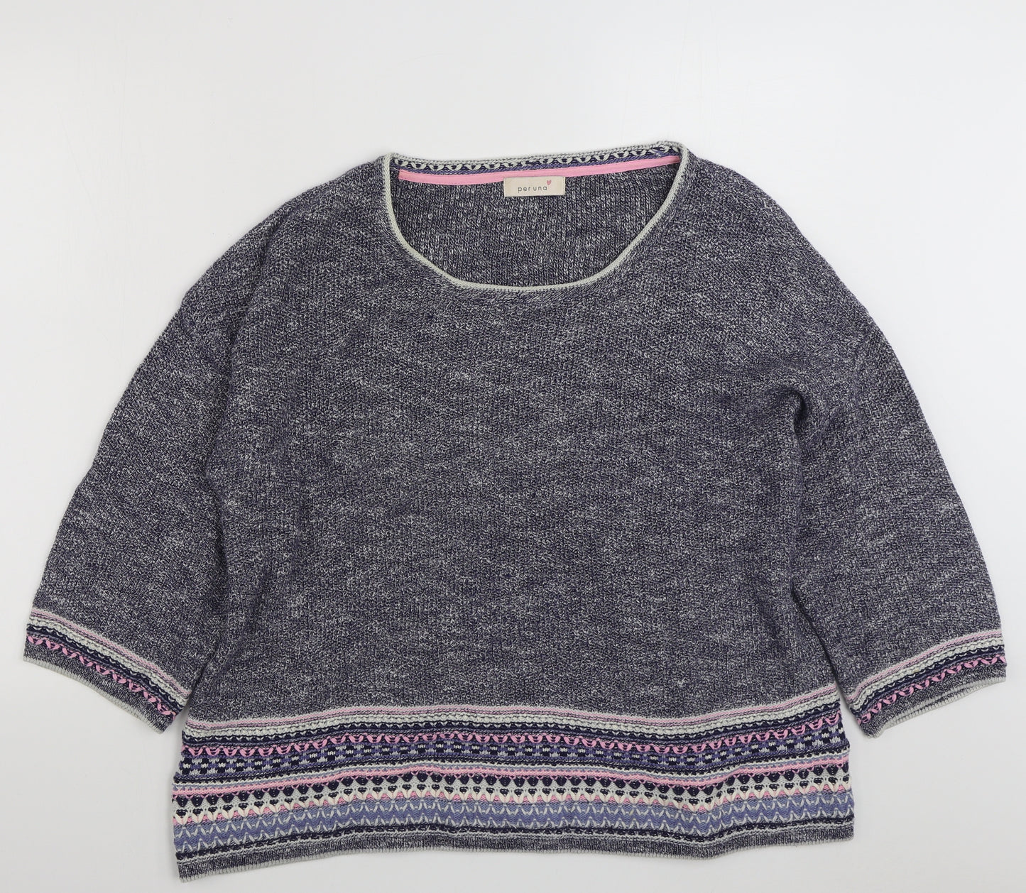 Per Una Womens Blue Scoop Neck  Cotton Pullover Jumper Size 20