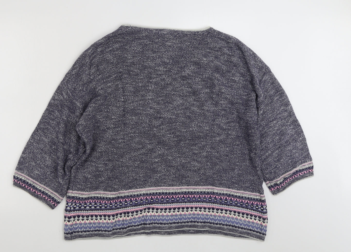 Per Una Womens Blue Scoop Neck  Cotton Pullover Jumper Size 20