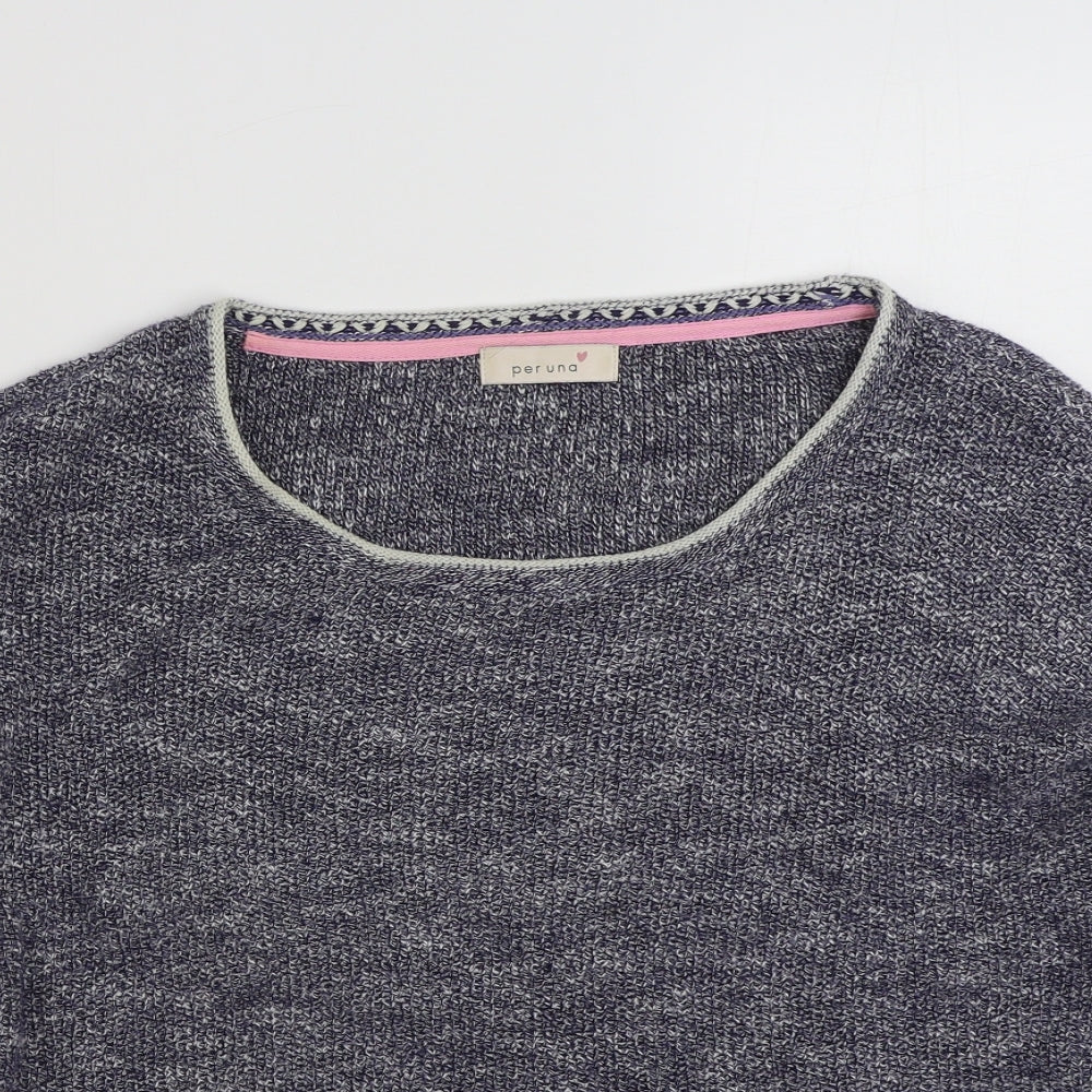 Per Una Womens Blue Scoop Neck  Cotton Pullover Jumper Size 20