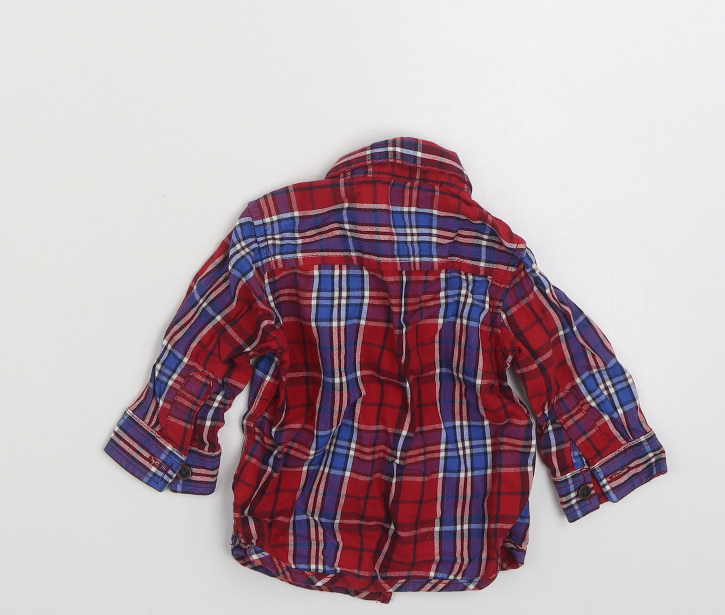 NEXT Boys Red Plaid 100% Cotton Basic Button-Up Size 3-6 Months Collared Button