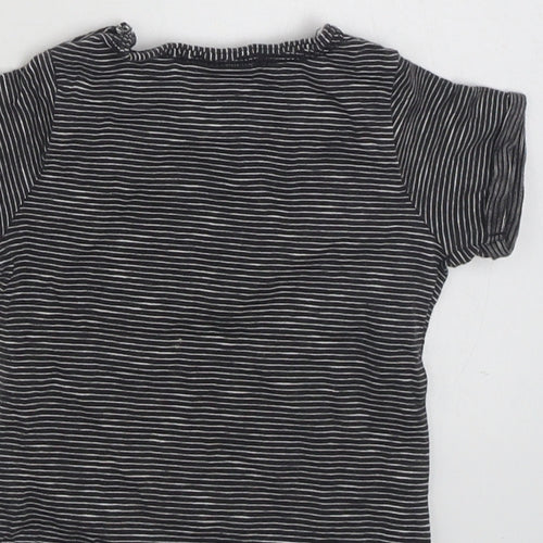 NEXT Baby Black Striped 100% Cotton Basic T-Shirt Size 0-3 Months Crew Neck Pullover