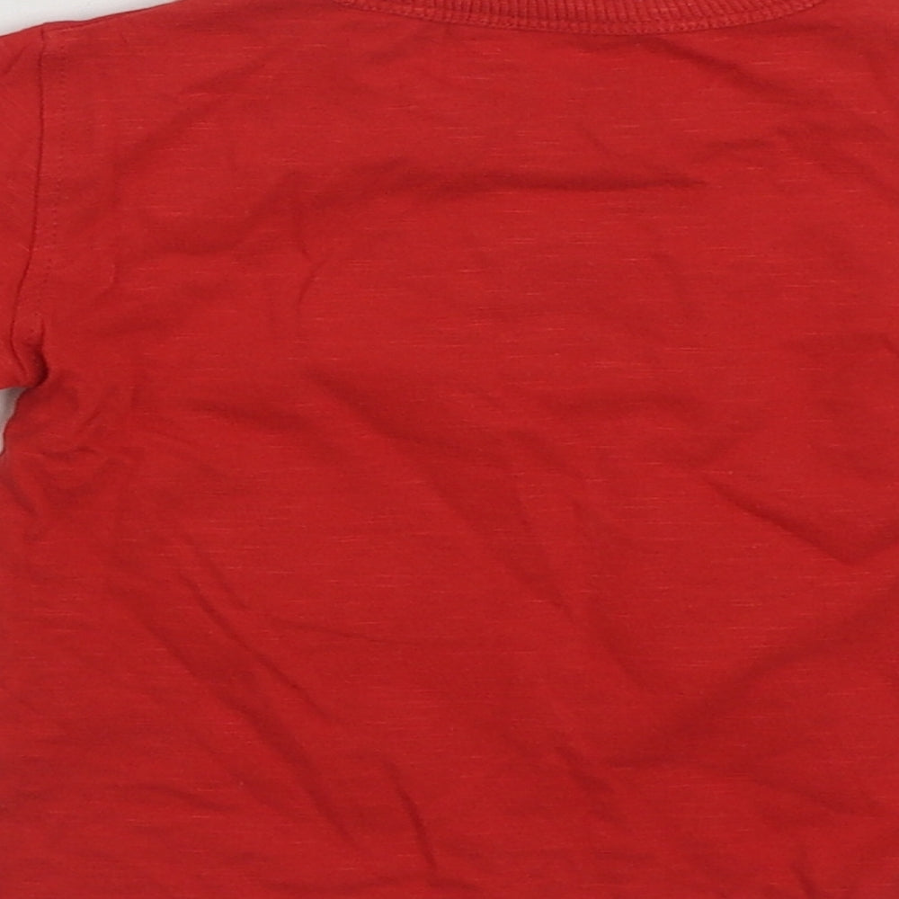 NEXT Boys Red  100% Cotton Basic T-Shirt Size 3-6 Months Crew Neck Pullover - Car