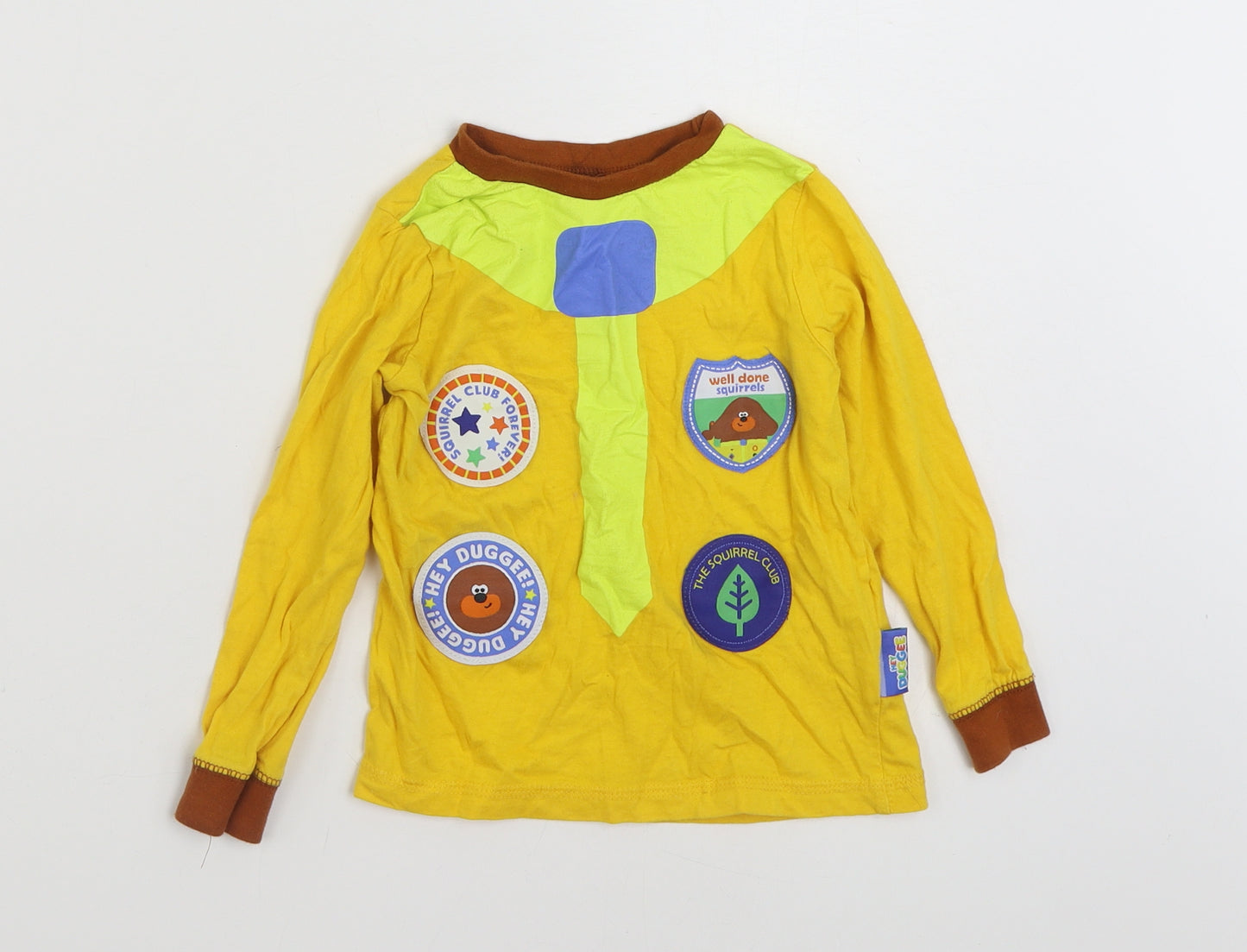 Studio Boys Yellow  100% Cotton Ringer T-Shirt Size 2-3 Years Crew Neck Pullover - Hey Duggee