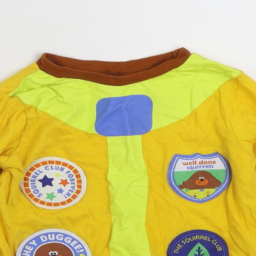 Studio Boys Yellow  100% Cotton Ringer T-Shirt Size 2-3 Years Crew Neck Pullover - Hey Duggee