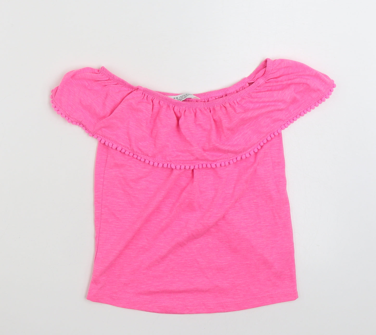 Primark Girls Pink  Polyester Basic T-Shirt Size 9-10 Years Off the Shoulder Pullover
