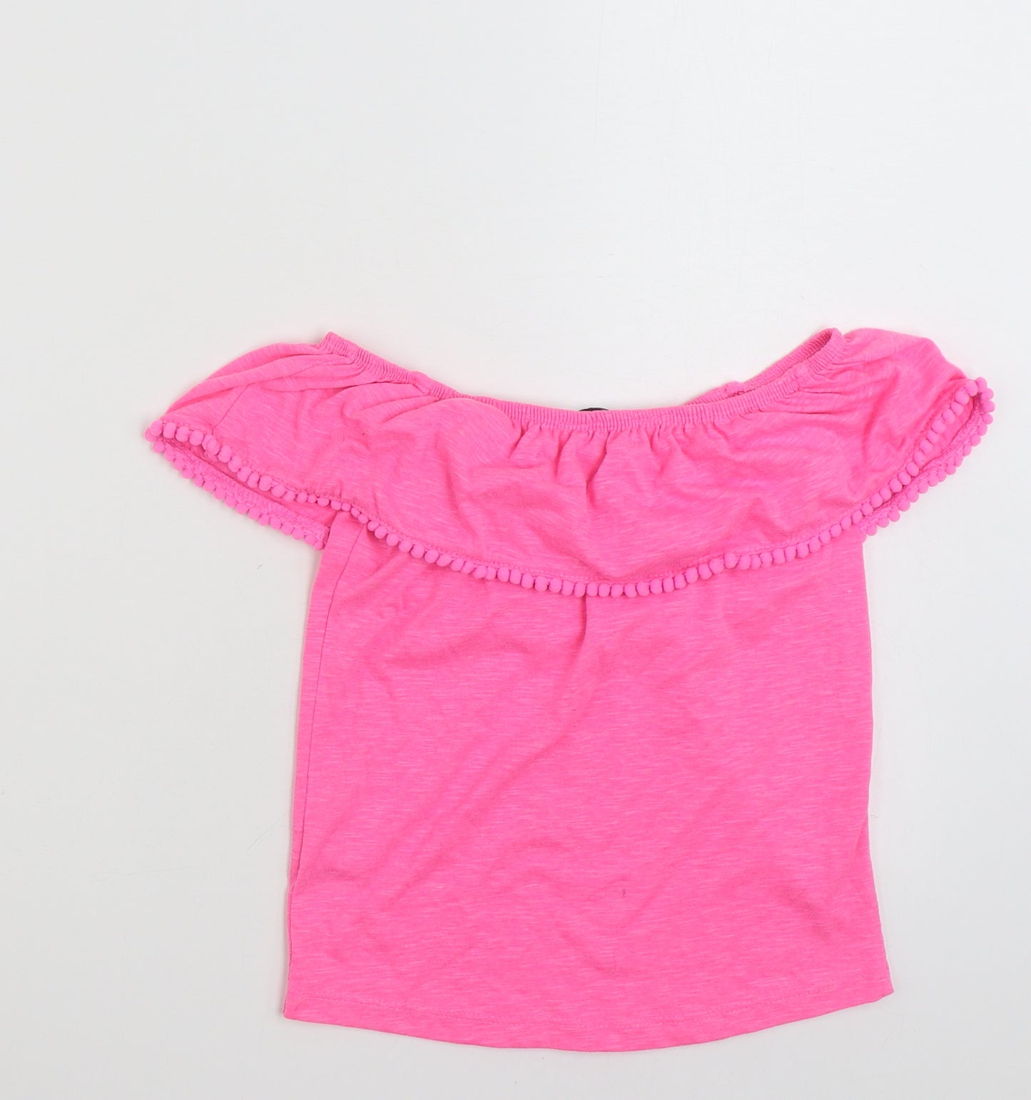 Primark Girls Pink  Polyester Basic T-Shirt Size 9-10 Years Off the Shoulder Pullover