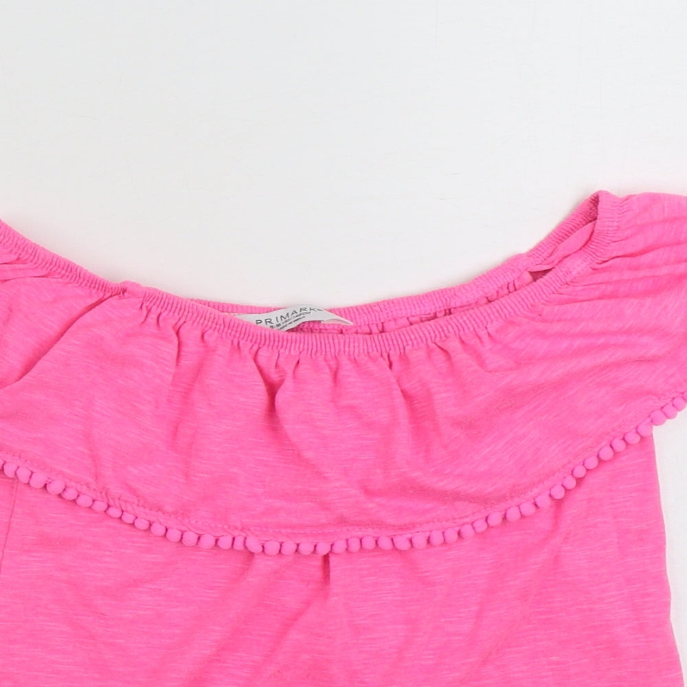 Primark Girls Pink  Polyester Basic T-Shirt Size 9-10 Years Off the Shoulder Pullover
