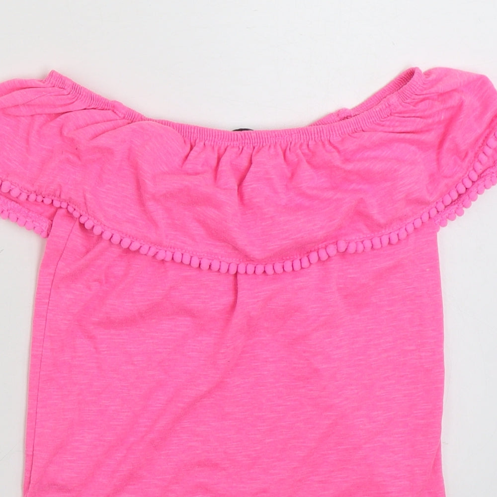 Primark Girls Pink  Polyester Basic T-Shirt Size 9-10 Years Off the Shoulder Pullover