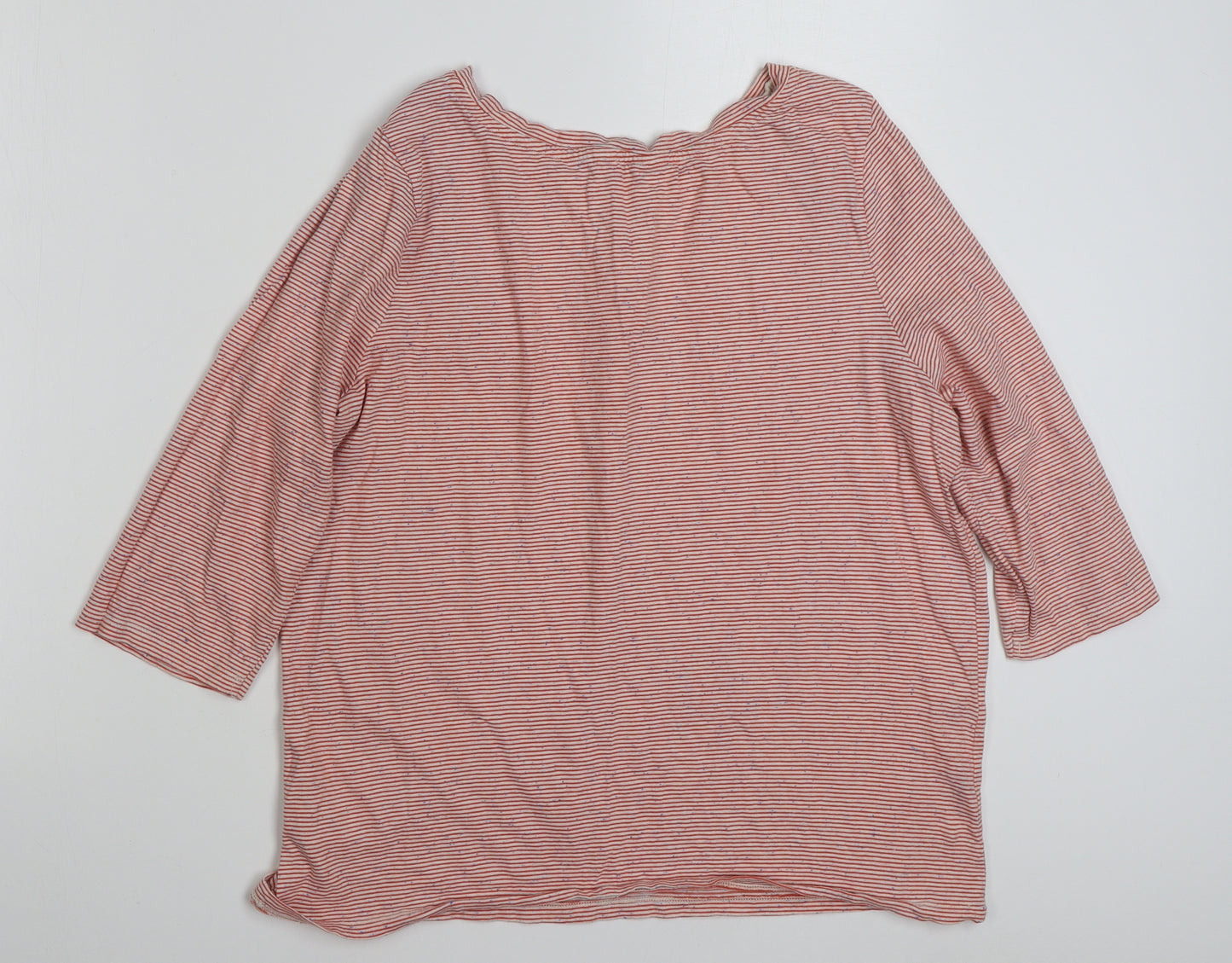 Matalan Womens Red Striped Cotton Basic T-Shirt Size 18 Boat Neck