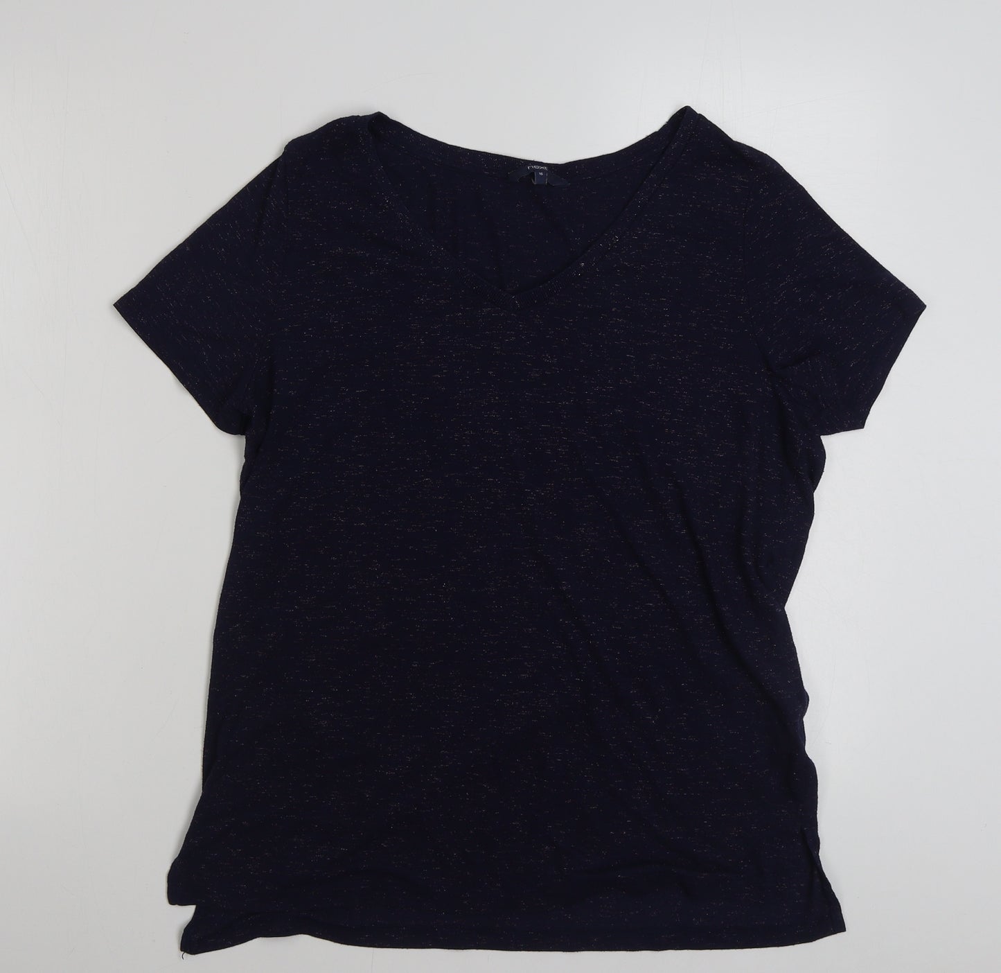 NEXT Womens Blue  Viscose Basic T-Shirt Size 16 V-Neck