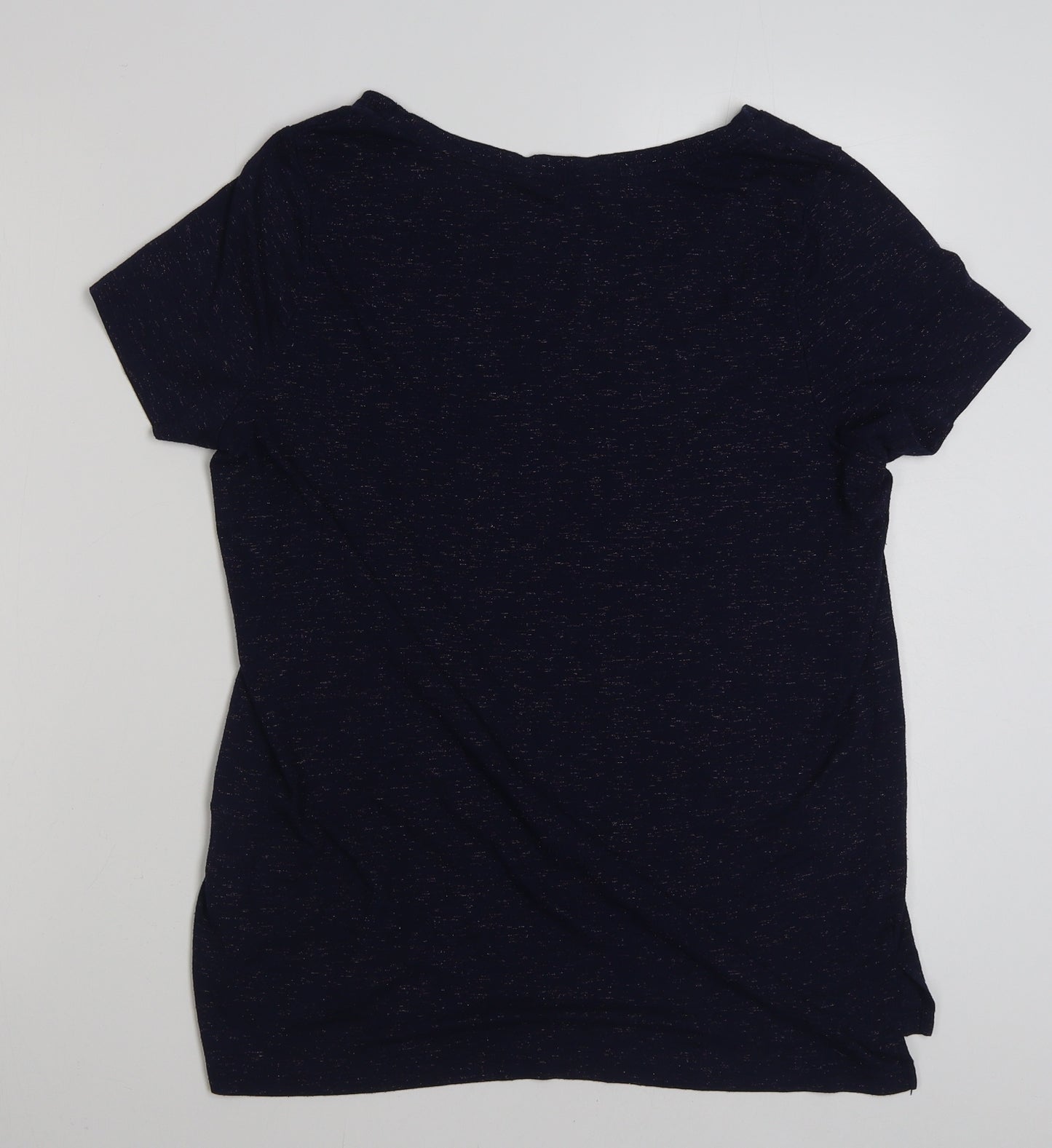NEXT Womens Blue  Viscose Basic T-Shirt Size 16 V-Neck