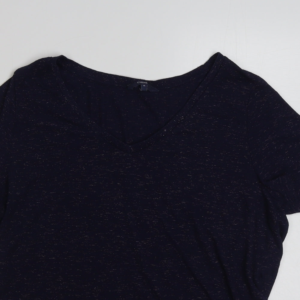 NEXT Womens Blue  Viscose Basic T-Shirt Size 16 V-Neck
