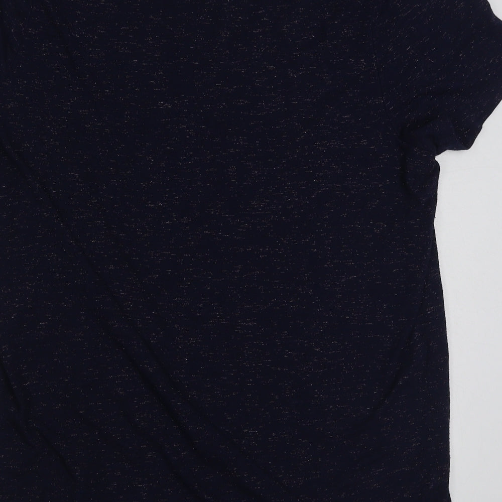 NEXT Womens Blue  Viscose Basic T-Shirt Size 16 V-Neck