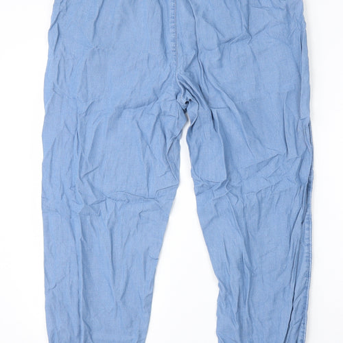 Dunnes Stores Mens Blue  Lyocell Cargo Trousers Size M L26 in Regular
