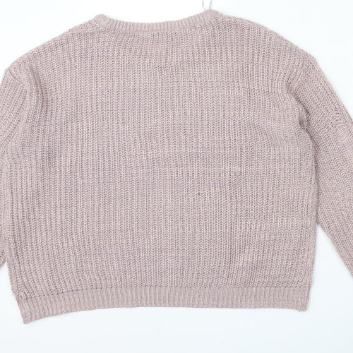 Brave Soul Womens Purple Round Neck  Acrylic Pullover Jumper Size L