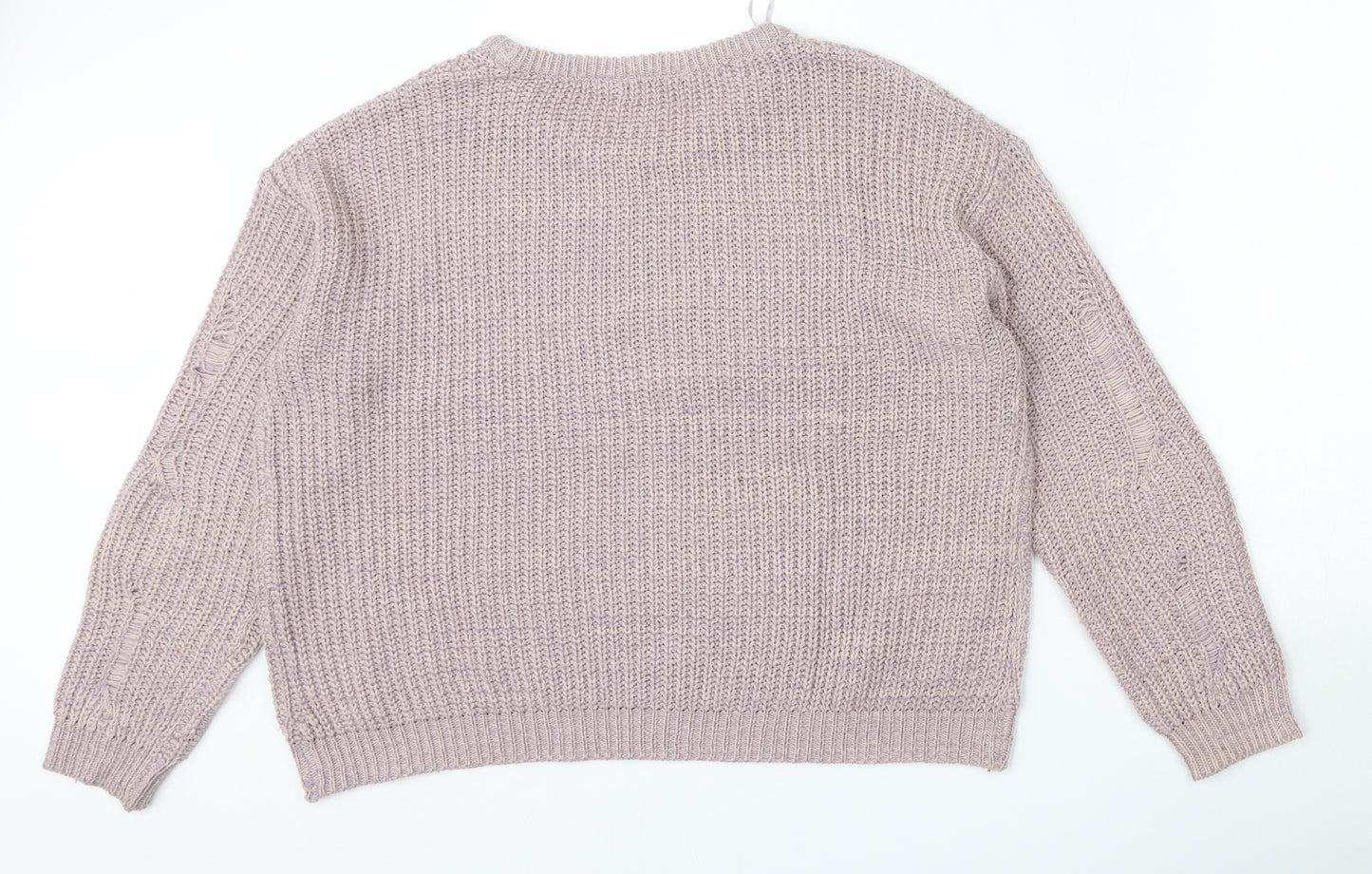 Brave Soul Womens Purple Round Neck  Acrylic Pullover Jumper Size L
