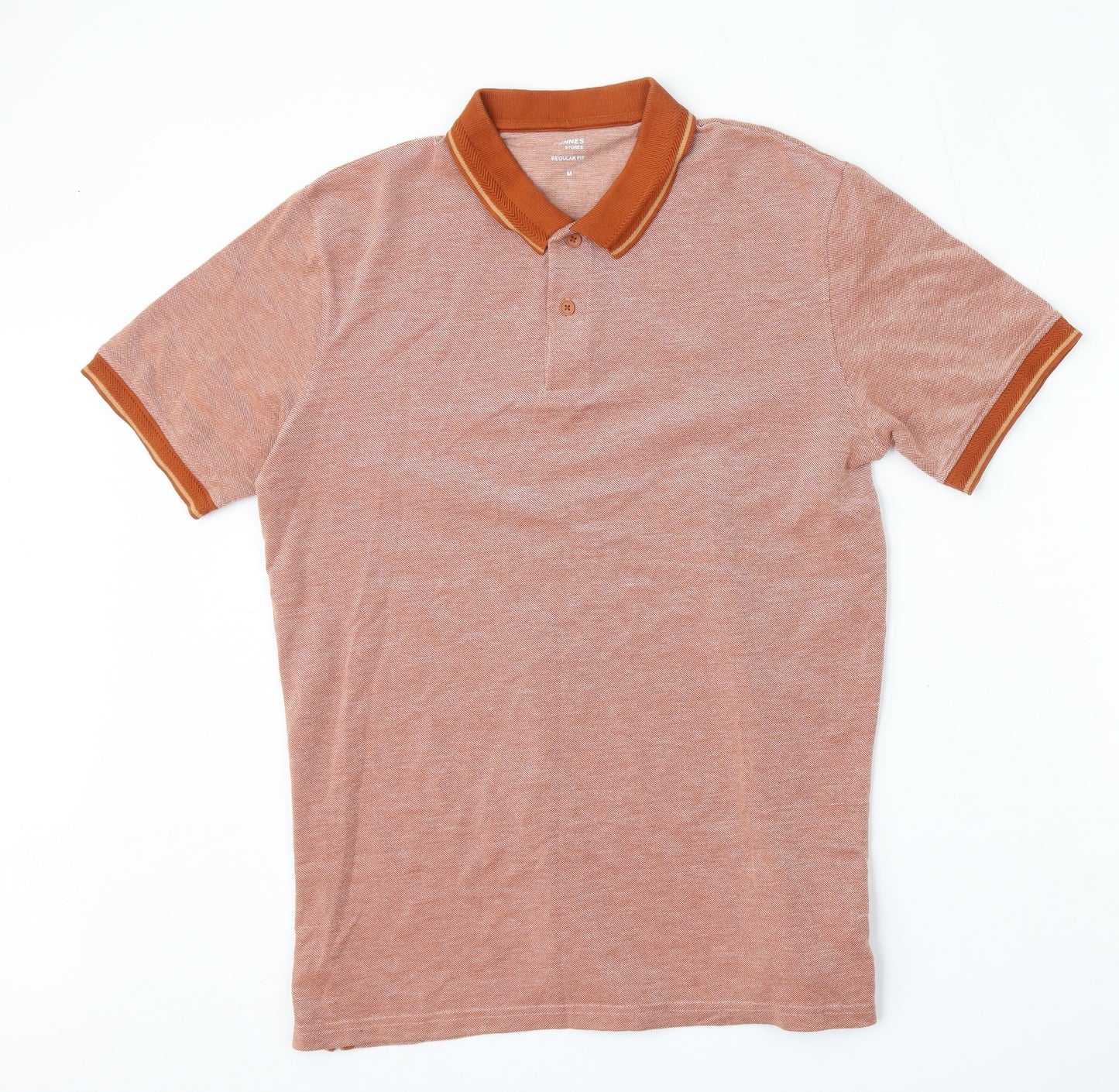 Dunnes Stores Mens Orange  Cotton  Polo Size M Collared Button