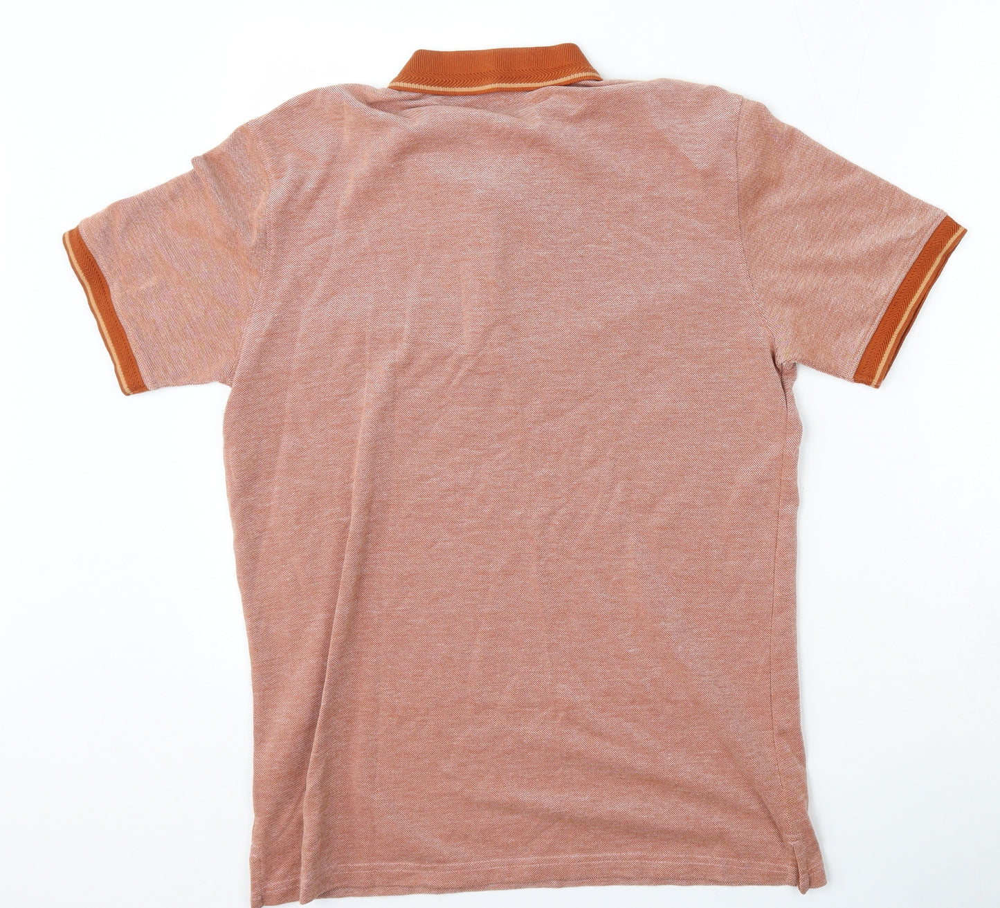 Dunnes Stores Mens Orange  Cotton  Polo Size M Collared Button