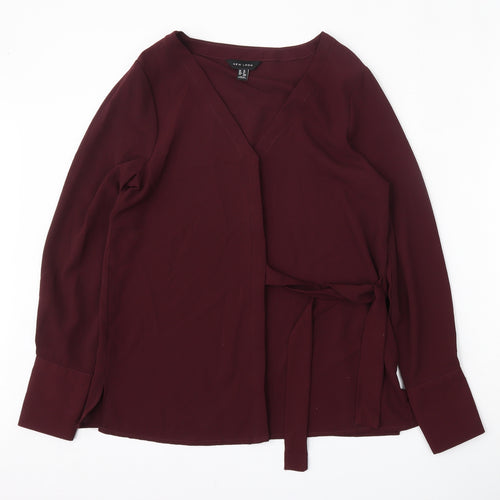 New Look Womens Purple  Polyester Basic Blouse Size 10 V-Neck