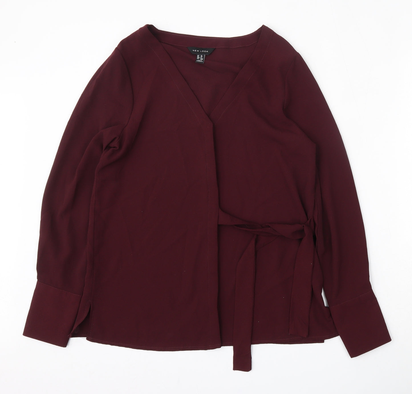 New Look Womens Purple  Polyester Basic Blouse Size 10 V-Neck