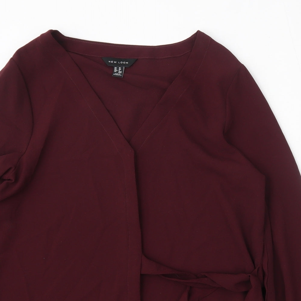New Look Womens Purple  Polyester Basic Blouse Size 10 V-Neck