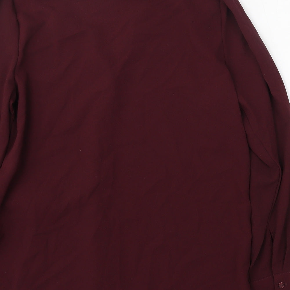 New Look Womens Purple  Polyester Basic Blouse Size 10 V-Neck