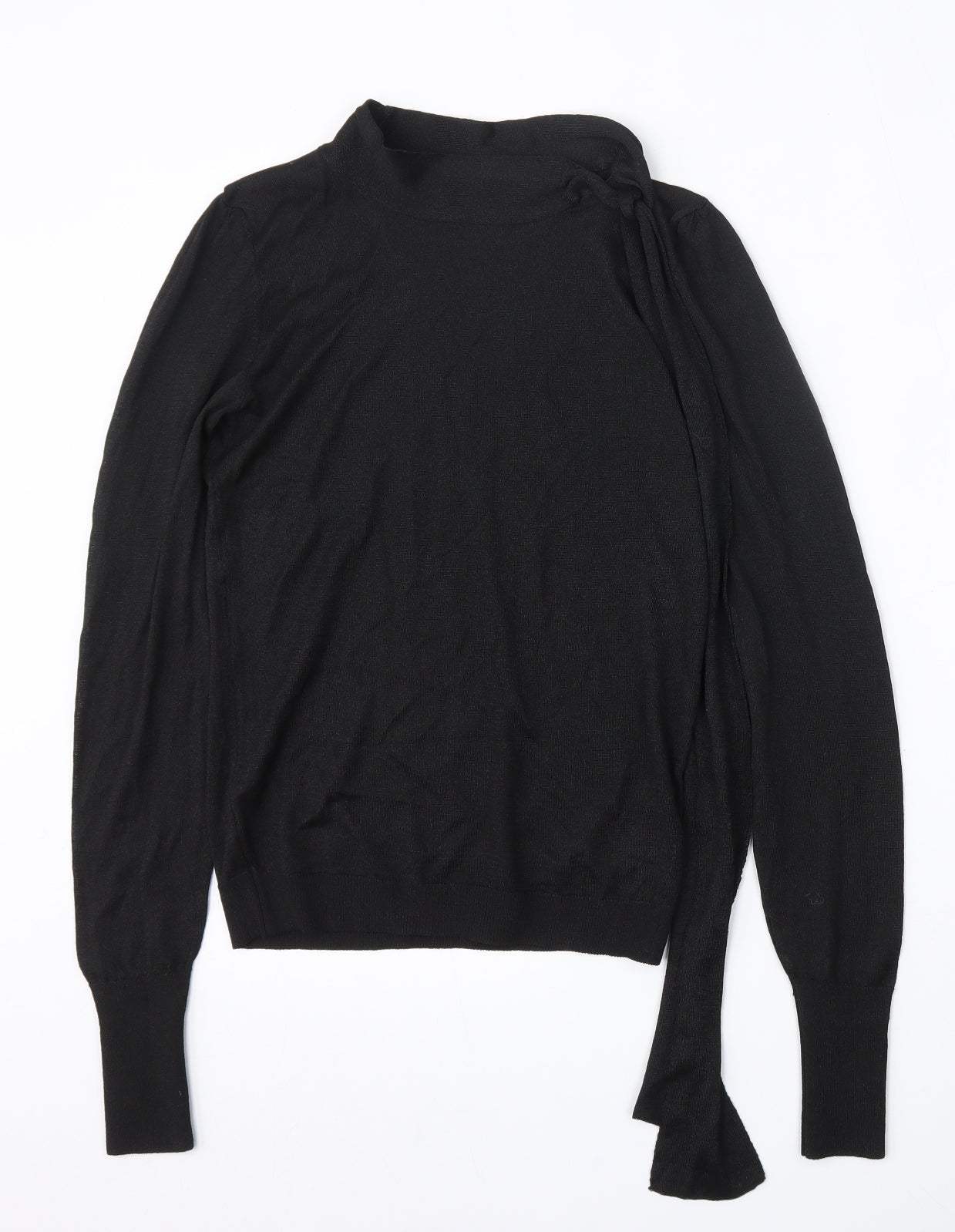 Zara Knit Womens Black Round Neck  Viscose Pullover Jumper Size S